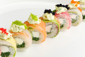 sushi set on the white plate