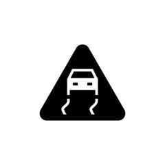Slippery road traffic warning sign icon vector, isolated on white background