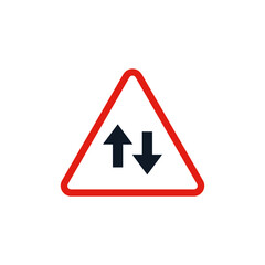 two way icon, vector road sign icon, isolated on white background