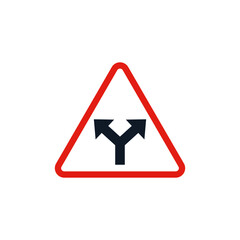 Y Intersection Right Traffic Sign Vector, isolated on white background 
