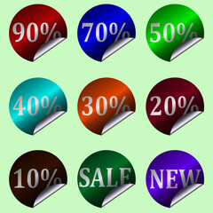 set of colorful sale labels