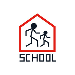 School road sign vector icon, isolated on white background