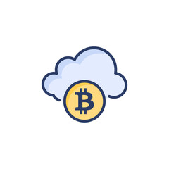 Cloud Bitcoin icon in vector. Logotype