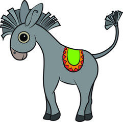 Cartoon Illustration of Funny Donkey Animal. Cute and funny cartoon characters