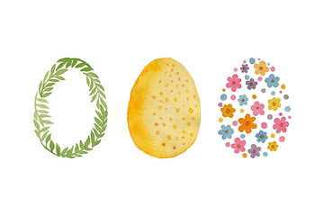 Watercolor set of decorative eggs illustration