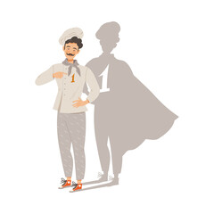 Moustached Man Character as Super Chef and Top-ranked Gastronomy Master Vector Illustration