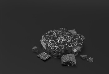 3D Render Broken Scene of Minimal Podium Scene for Display Products Advertising Design.