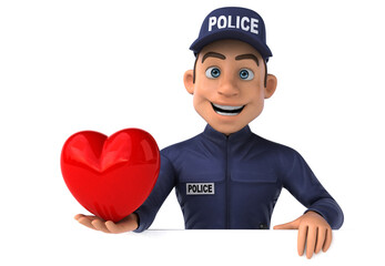 Fun 3D illustration of a cartoon Police Officer