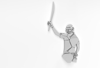 3D Render Concept of Batsman Playing Cricket  - championship, Broken art 3D illustration Design.