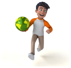 Fun 3D cartoon Asian teenager .