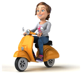 Fun 3D Illustration of a cartoon teenage girl