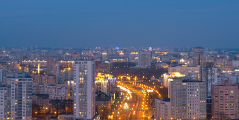Fototapeta na wymiar Night Minsk from a height.