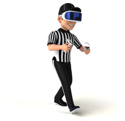 Fun 3D Illustration of a referee with a VR Helmet