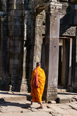 Buddhist monks at Ankor Temples in Cambodia