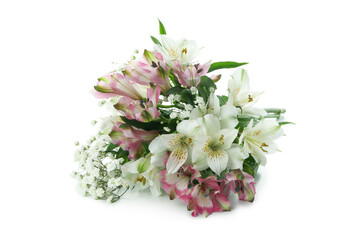 Bouquet of beautiful flowers isolated on white background