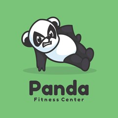 Vector Logo Illustration Panda Mascot Cartoon Style.