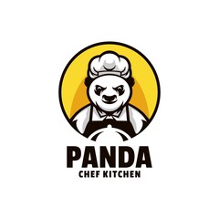 Vector Logo Illustration Panda Mascot Cartoon Style.