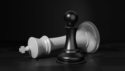 black pawn wins white queen in chess