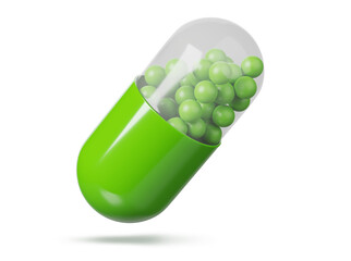 green pill isolated on a white background