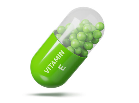 vitamin e capsule isolated on white background