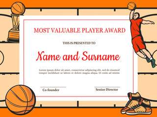 Certificate for basketball most valuable player © Vector Tradition