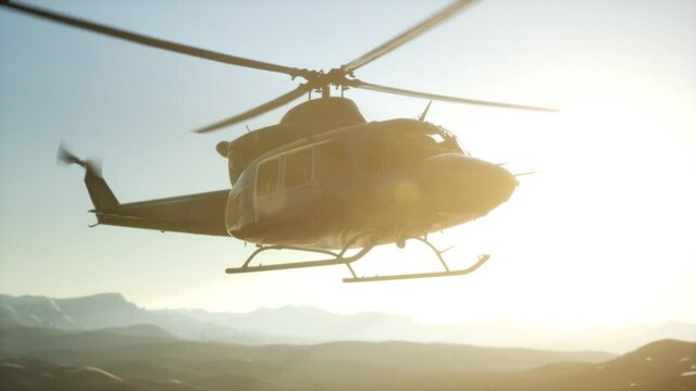 Slow Motion United States military helicopter in Vietnam