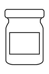 Storage jar. Sign, emblem, symbol. Linear, contour drawing. Vector. White background. Product storage container. It is used in manufacturing, medicine and cooking, and in web design.