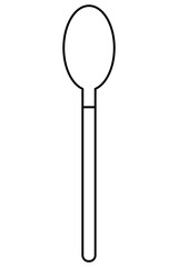 The spoon. Sign, emblem, symbol. Linear, contour drawing. Vector. White background. It is used in manufacturing, medicine and food, as well as in web design.