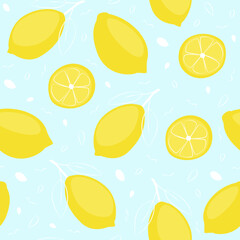 Lemon seamless pattern. Fruit summer background