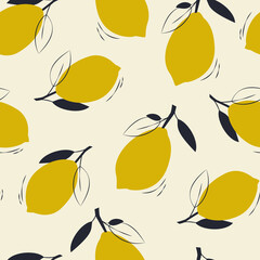 Lemon seamless pattern. Fruit background