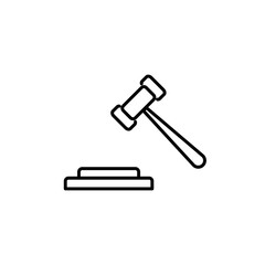 The judge's gavel line icon in black. Chairman's hammer illustration. Ceremonial hammer. Justice tool. Trendy flat style for app, graphic design, infographic, web site, ui, ux. Vector EPS 10 