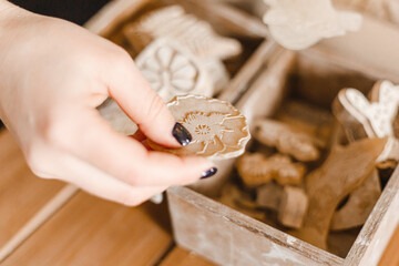 Female hands sculpt beautiful plates from clay at a lesson in a pottery workshop