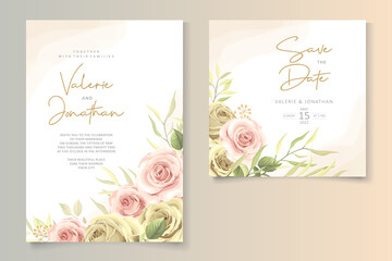 Wedding invitation design with soft color of roses