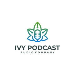 ivy nature podcast logo design template vector illustration
