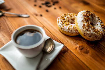White donut with chocolate sprinkle