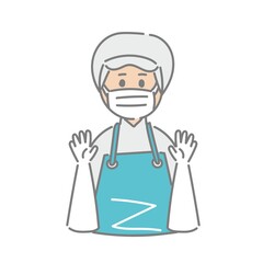 食品工場で働く作業員のマスク姿と手袋