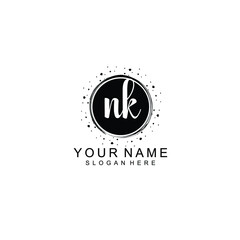 NK beautiful Initial handwriting logo template