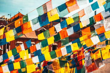 Prayer flags in the Himalaya mountains, Annapurna region, Nepal