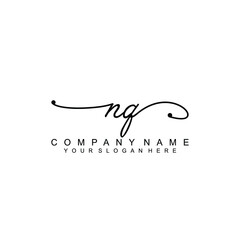 NQ beautiful Initial handwriting logo template