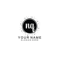 NQ beautiful Initial handwriting logo template