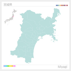 宮城県の地図・Miyagi（市町村・区分け）