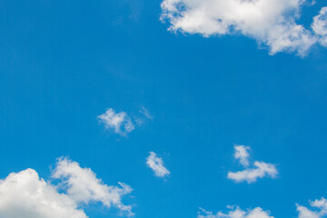 Naklejka na ściany i meble Blue sky clouds background, beautiful landscape with clouds summer day
