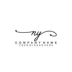 NY beautiful Initial handwriting logo template