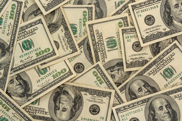  Pile of american dollar bills as financial background