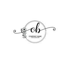 OB beautiful Initial handwriting logo template