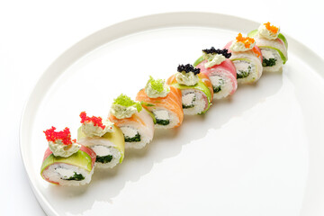 sushi set on the white plate