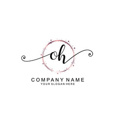 OH beautiful Initial handwriting logo template