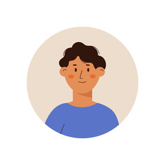 Woman avatar icon, portrait of a young woman on isolated white background. Vector illustration in cartoon flat style.