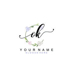 OK beautiful Initial handwriting logo template