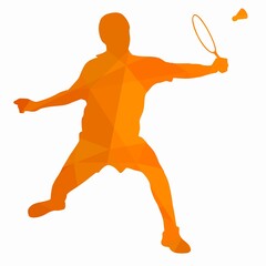 illustration of a badminton player , vector drawing
